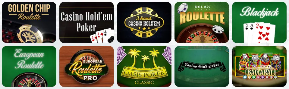 Jeux de table au GOD OF CASINO